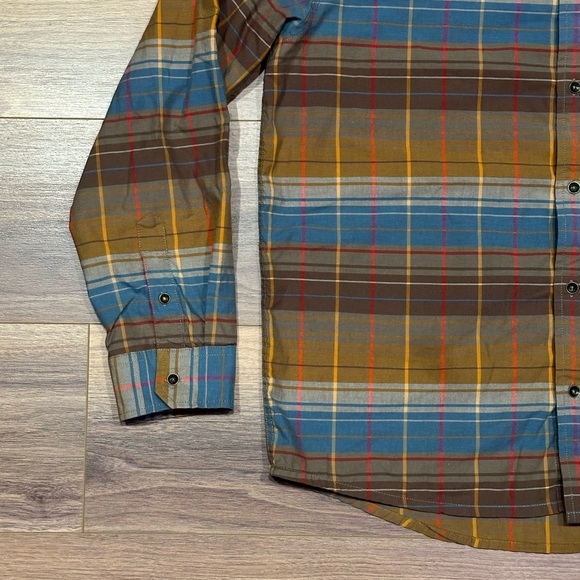 Prana Wyndwell Flannel Shirt in Driftwood Blue/Brown Plaid Size XL - Picture 5 of 14